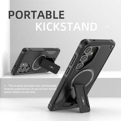 For Samsung Galaxy S24+ 5G / S25+ 5G Armor MagSafe Holder PC Hybrid TPU Phone Case(Black) by buy2fix