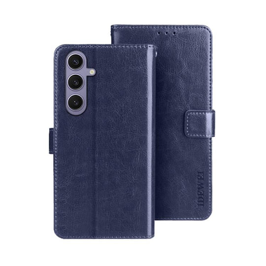 For Samsung Galaxy S25+ 5G idewei Crazy Horse Texture Leather Phone Case(Blue)