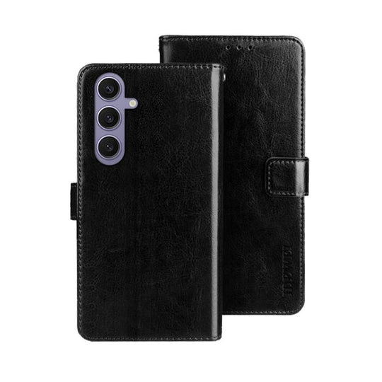 For Samsung Galaxy S25+ 5G idewei Crazy Horse Texture Leather Phone Case(Black)
