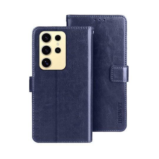 For Samsung Galaxy S25 Ultra 5G idewei Crazy Horse Texture Leather Phone Case(Blue)