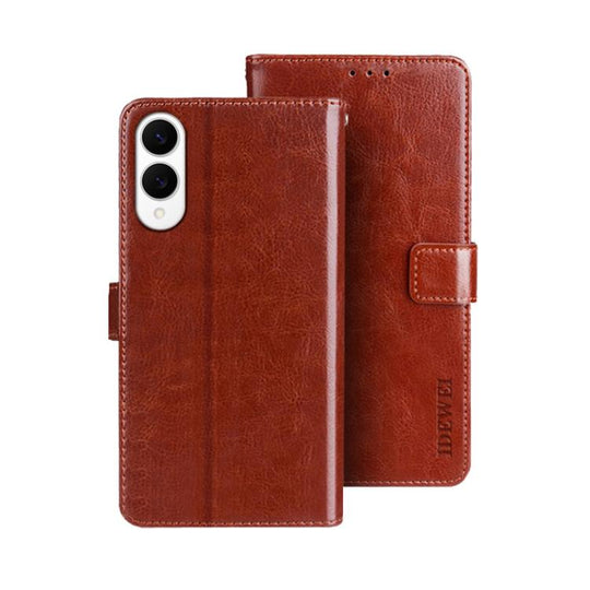 For Samsung Galaxy S25 Edge 5G idewei Crazy Horse Texture Leather Phone Case(Brown)