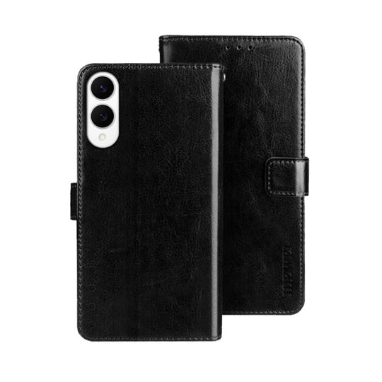 For Samsung Galaxy S25 Edge 5G idewei Crazy Horse Texture Leather Phone Case(Black)