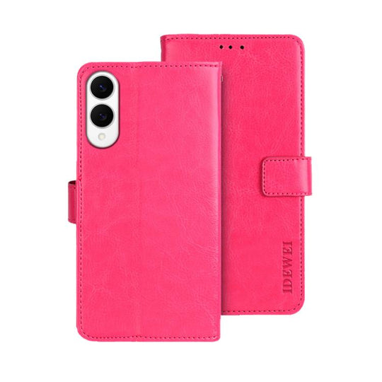 For Samsung Galaxy S25 Edge 5G idewei Crazy Horse Texture Leather Phone Case(Rose Red)