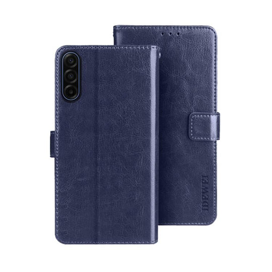 For Samsung Galaxy S25 FE 5G idewei Crazy Horse Texture Leather Phone Case(Blue)