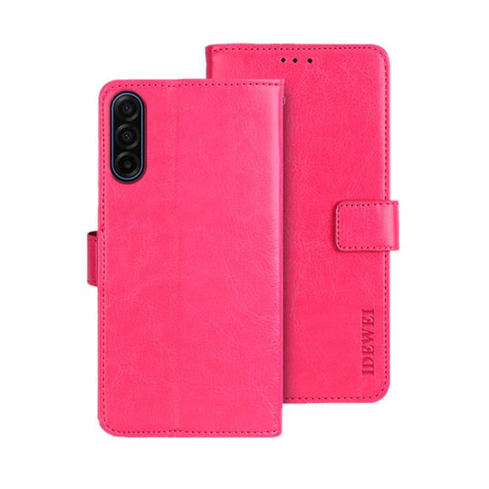 For Samsung Galaxy S25 FE 5G idewei Crazy Horse Texture Leather Phone Case(Rose Red)