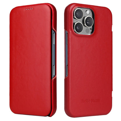 For iPhone 16 Pro Max Fierre Shann Top Layer Cowhide Business Magnetic Leather Phone Case(Red) by FIERRE SHANN