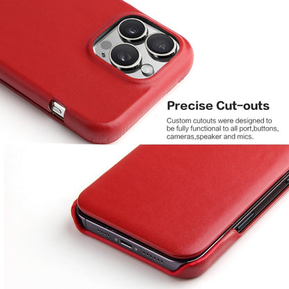 For iPhone 16 Pro Max Fierre Shann Top Layer Cowhide Business Magnetic Leather Phone Case(Red) by FIERRE SHANN
