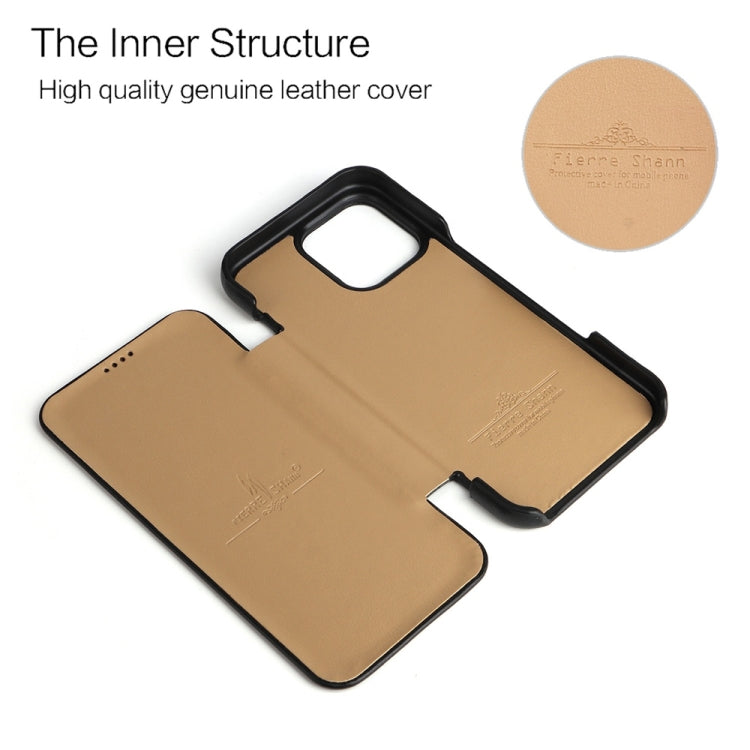 For iPhone 16 Pro Fierre Shann Top Layer Cowhide Business Magnetic Leather Phone Case(Black) by FIERRE SHANN