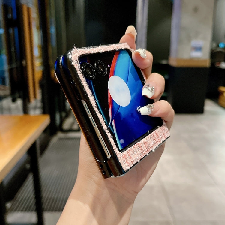 For Motorola Razr 40 Ultra Plaid Fabric PC Protective Phone Case(Black) by buy2fix