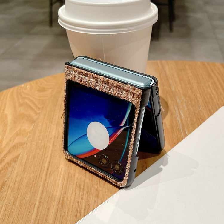 For Motorola Razr 40 Ultra Plaid Fabric PC Protective Phone Case(Black) by buy2fix