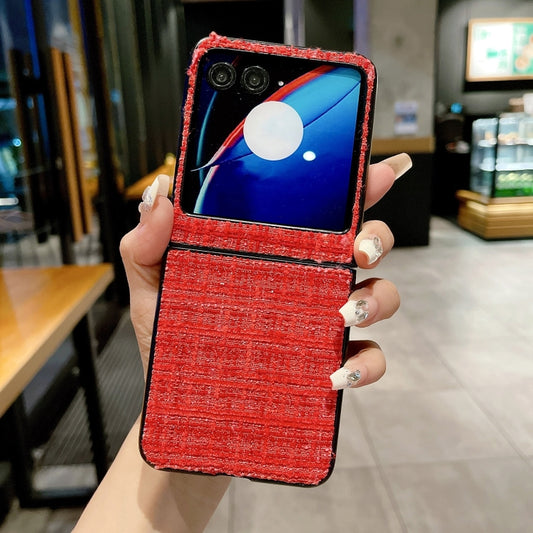 For Motorola Razr 40 Ultra Plaid Fabric PC Protective Phone Case(Red) - Motorola Cases by buy2fix | Online Shopping UK | buy2fix
