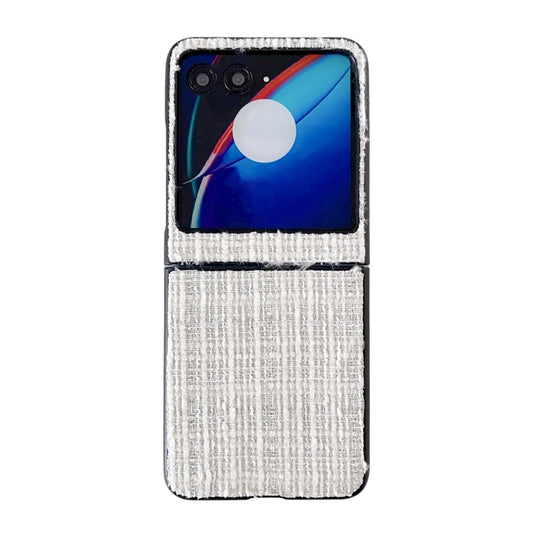 For Motorola Razr 40 Ultra Plaid Fabric PC Protective Phone Case(White) - Motorola Cases by buy2fix | Online Shopping UK | buy2fix