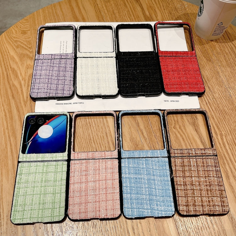 For Motorola Razr 40 Ultra Plaid Fabric PC Protective Phone Case(White) - Motorola Cases by buy2fix | Online Shopping UK | buy2fix