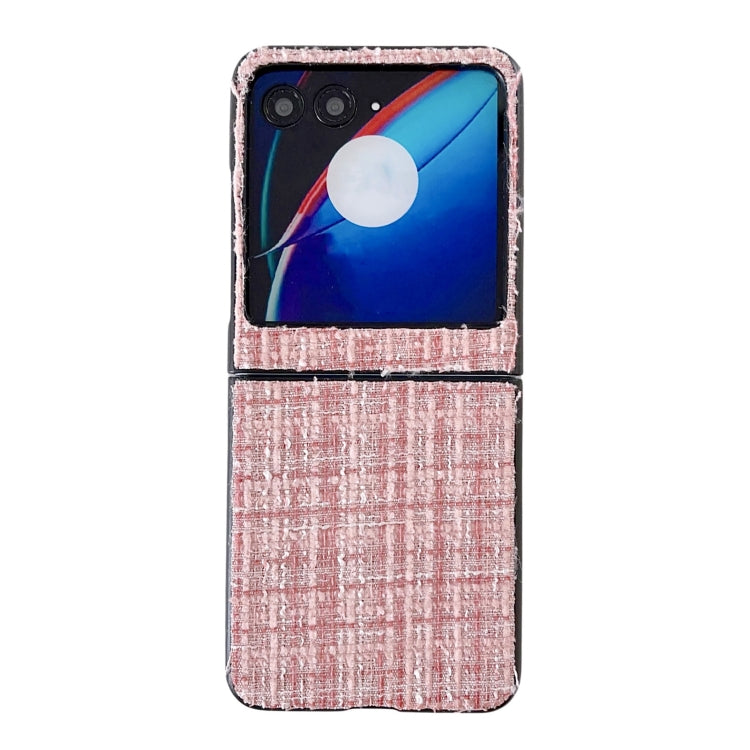 For Motorola Razr 40 Ultra Plaid Fabric PC Protective Phone Case(Pink) - Motorola Cases by buy2fix | Online Shopping UK | buy2fix