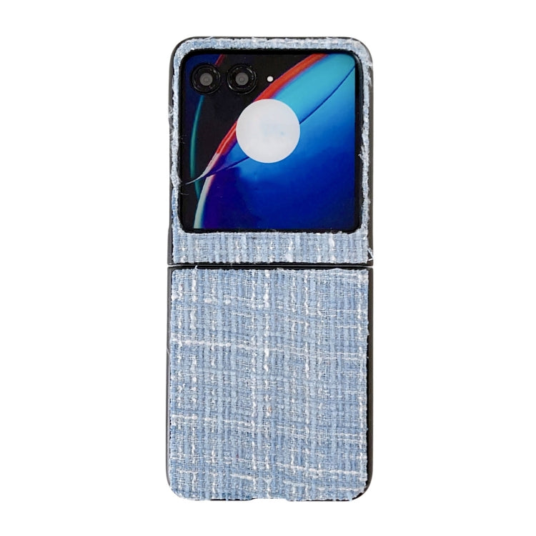 For Motorola Razr 40 Ultra Plaid Fabric PC Protective Phone Case(Blue) - Motorola Cases by buy2fix | Online Shopping UK | buy2fix