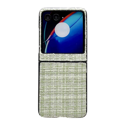 For Motorola Razr 40 Ultra Plaid Fabric PC Protective Phone Case(Green) - Motorola Cases by buy2fix | Online Shopping UK | buy2fix