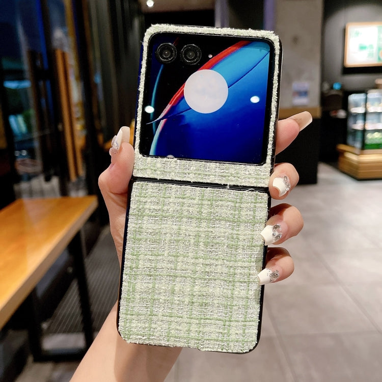 For Motorola Razr 40 Ultra Plaid Fabric PC Protective Phone Case(Green) - Motorola Cases by buy2fix | Online Shopping UK | buy2fix