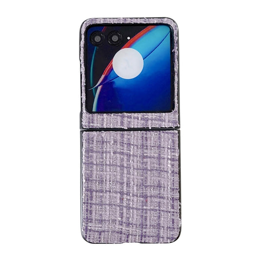 For Motorola Razr 40 Ultra Plaid Fabric PC Protective Phone Case(Purple) - Motorola Cases by buy2fix | Online Shopping UK | buy2fix