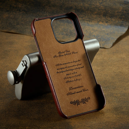 For iPhone 16 Pro Max Fierre Shann Retro Oil Wax Texture Card Slots PU Leather Phone Case(Brown) by FIERRE SHANN