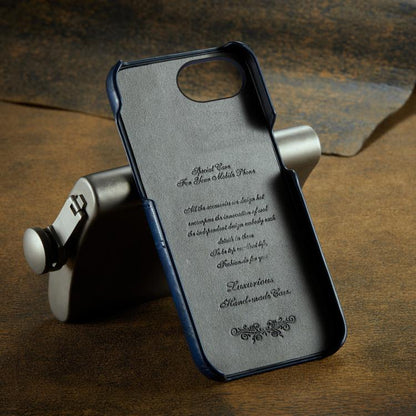 For iPhone 16e Fierre Shann Retro Oil Wax Texture Card Slots PU Leather Phone Case(Blue) - iPhone 16e Cases by FIERRE SHANN | Online Shopping UK | buy2fix