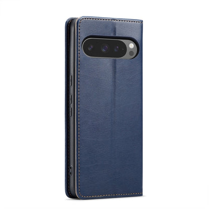 For Google Pixel 9 Pro XL Fierre Shann PU Genuine Leather Texture Phone Case(Blue) by FIERRE SHANN