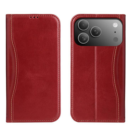 For iPhone 18 Pro Max / 17 Pro Max Fierre Shann Cowhide Leather Flip Leather Phone Case(Red)
