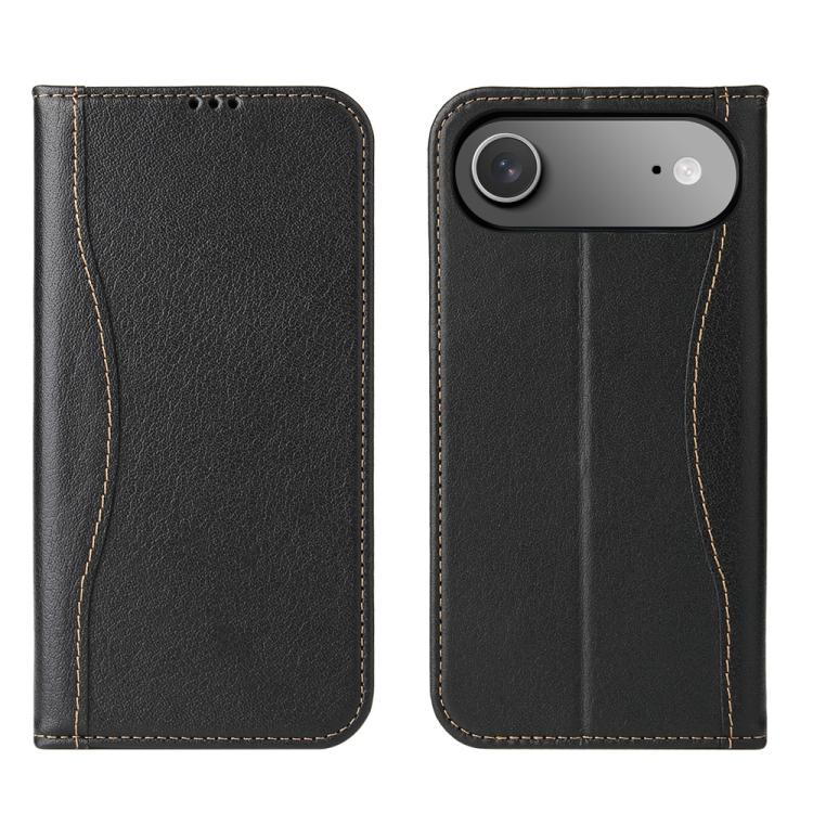For iPhone Air Fierre Shann Cowhide Leather Flip Leather Phone Case(Black) - iPhone Air Cases by FIERRE SHANN | Online Shopping UK | buy2fix