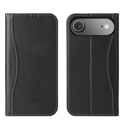 For iPhone Air Fierre Shann Cowhide Leather Flip Leather Phone Case(Black) - iPhone Air Cases by FIERRE SHANN | Online Shopping UK | buy2fix