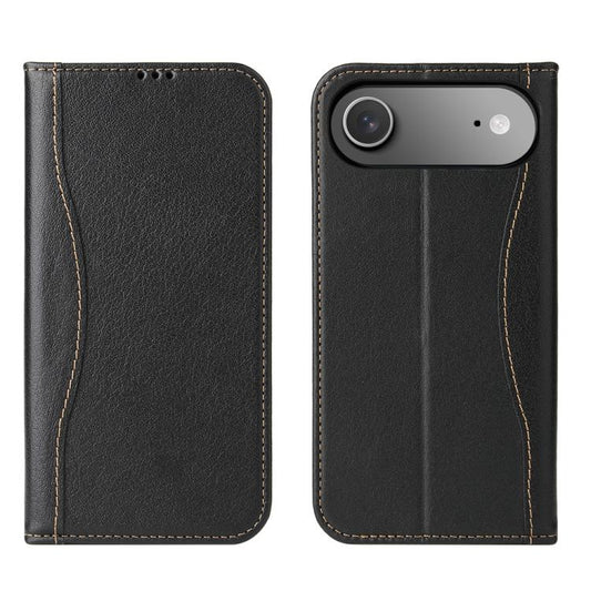 For iPhone Air Fierre Shann Cowhide Leather Flip Leather Phone Case(Black) - iPhone Air Cases by FIERRE SHANN | Online Shopping UK | buy2fix