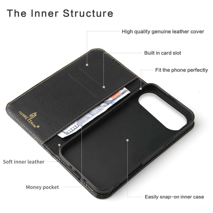 For iPhone Air Fierre Shann Cowhide Leather Flip Leather Phone Case(Black) - iPhone Air Cases by FIERRE SHANN | Online Shopping UK | buy2fix