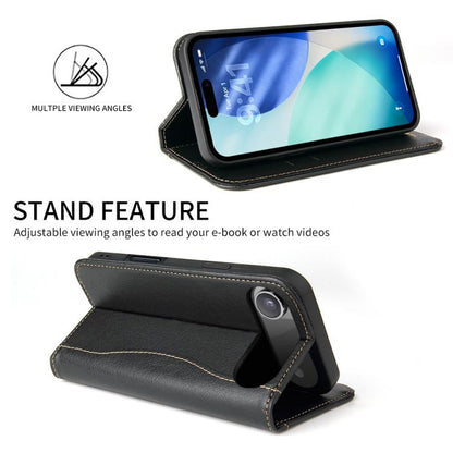 For iPhone Air Fierre Shann Cowhide Leather Flip Leather Phone Case(Black) - iPhone Air Cases by FIERRE SHANN | Online Shopping UK | buy2fix