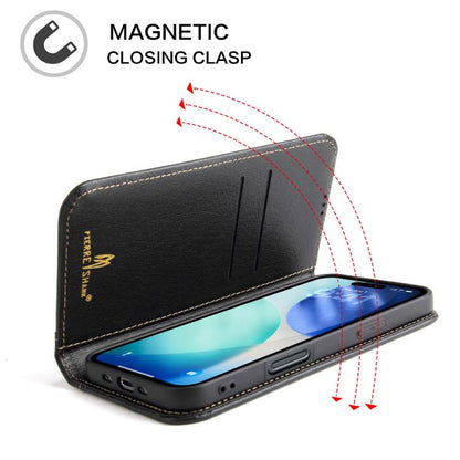 For iPhone Air Fierre Shann Cowhide Leather Flip Leather Phone Case(Black) - iPhone Air Cases by FIERRE SHANN | Online Shopping UK | buy2fix