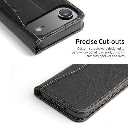 For iPhone Air Fierre Shann Cowhide Leather Flip Leather Phone Case(Black) - iPhone Air Cases by FIERRE SHANN | Online Shopping UK | buy2fix