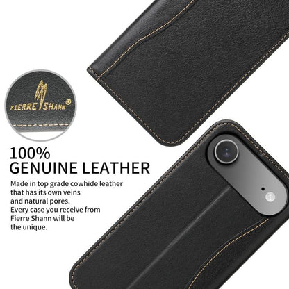 For iPhone Air Fierre Shann Cowhide Leather Flip Leather Phone Case(Black) - iPhone Air Cases by FIERRE SHANN | Online Shopping UK | buy2fix