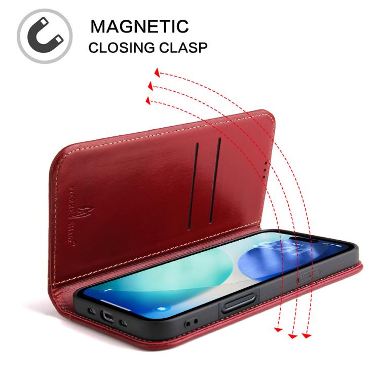 For iPhone Air Fierre Shann Cowhide Leather Flip Leather Phone Case(Red) - iPhone Air Cases by FIERRE SHANN | Online Shopping UK | buy2fix