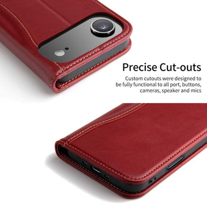 For iPhone Air Fierre Shann Cowhide Leather Flip Leather Phone Case(Red) - iPhone Air Cases by FIERRE SHANN | Online Shopping UK | buy2fix