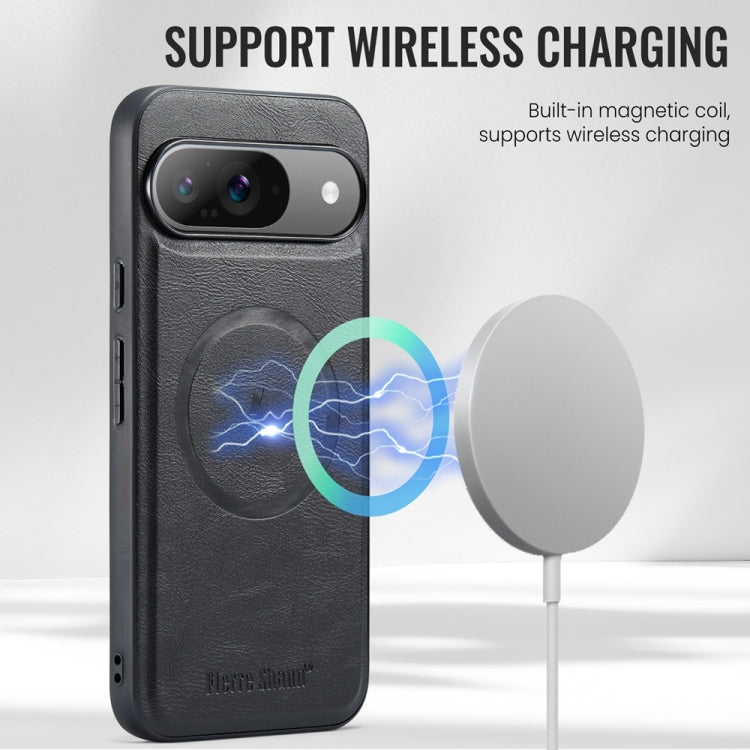 For Google Pixel 9 Pro XL Fierre Shann Cowhide Texture MagSafe Magnetic Phone Case(Black) by FIERRE SHANN