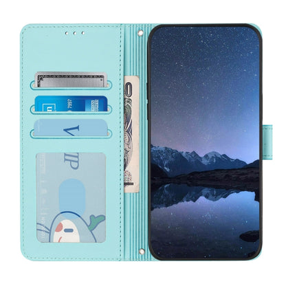 For Google Pixel 9a Cat Rat Embossed Pattern RFID Leather Phone Case with Lanyard(Mint Green) - Google Cases by buy2fix | Online Shopping UK | buy2fix
