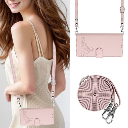 For Google Pixel 10 Pro XL 5G Global Cat Rat Embossed Pattern RFID Leather Phone Case with Lanyard(Pink) - Google Cases by buy2fix | Online Shopping UK | buy2fix