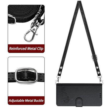 For Google Pixel 10 Pro XL 5G Global Cat Rat Embossed Pattern RFID Leather Phone Case with Lanyard(Black) - Google Cases by buy2fix | Online Shopping UK | buy2fix