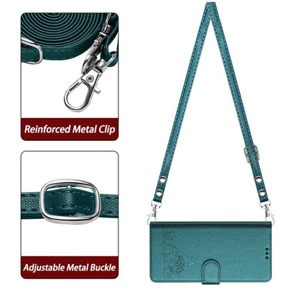For Google Pixel 10 5G Global Cat Rat Embossed Pattern RFID Leather Phone Case with Lanyard(Peacock Green) - Google Cases by buy2fix | Online Shopping UK | buy2fix