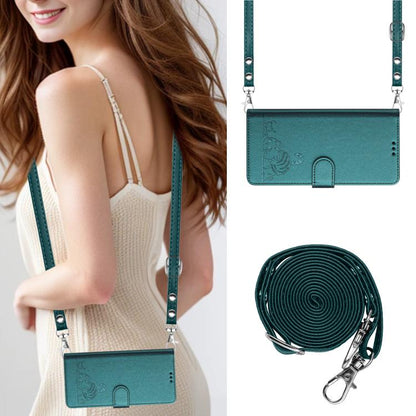 For Google Pixel 10 5G Global Cat Rat Embossed Pattern RFID Leather Phone Case with Lanyard(Peacock Green) - Google Cases by buy2fix | Online Shopping UK | buy2fix