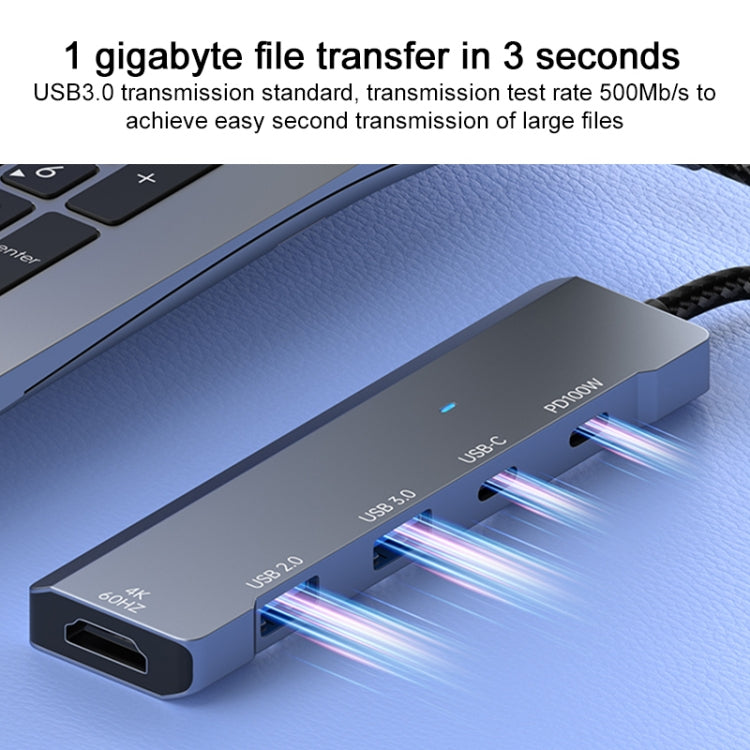 ADS-336 5 in 1 4K 60Hz HDMI, 2 x USB-C / Type-C, 2 x USB Multi-function HUB Expander(Dark Grey) by buy2fix