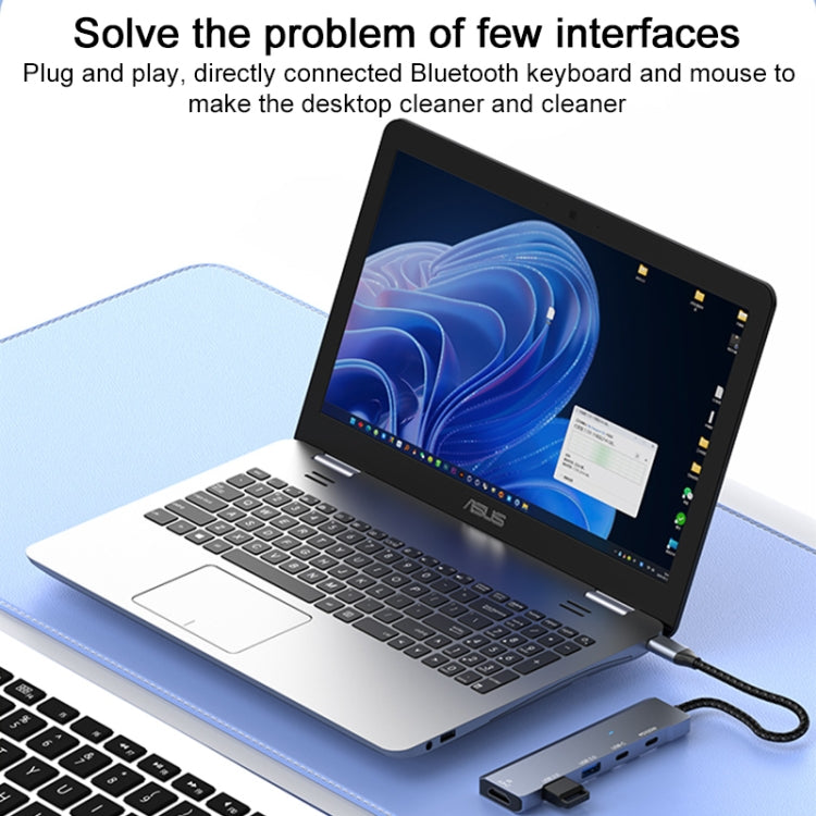 ADS-336 5 in 1 4K 60Hz HDMI, 2 x USB-C / Type-C, 2 x USB Multi-function HUB Expander(Dark Grey) by buy2fix