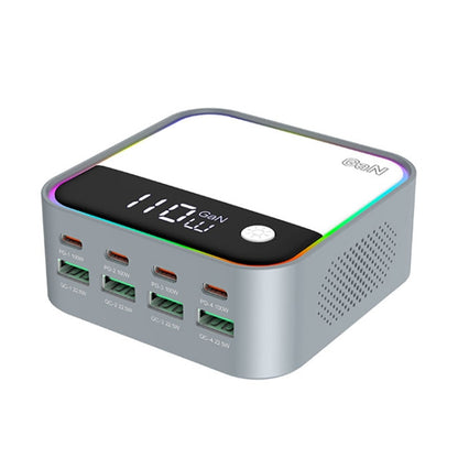 WLX-M8 120W Smart Digital Display Multi-Port Desktop Charger Dock Station, EU Plug(Grey White) - Multifunction Charger by buy2fix | Online Shopping UK | buy2fix