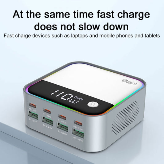 WLX-M8 120W Smart Digital Display Multi-Port Desktop Charger Dock Station, US Plug(Grey White) - Multifunction Charger by buy2fix | Online Shopping UK | buy2fix