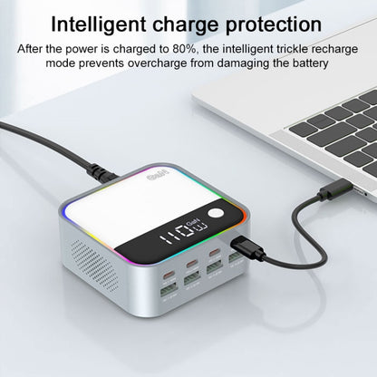 WLX-M8 120W Smart Digital Display Multi-Port Desktop Charger Dock Station, EU Plug(Grey White) - Multifunction Charger by buy2fix | Online Shopping UK | buy2fix