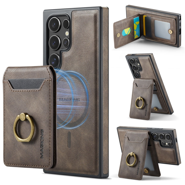 For Samsung Galaxy S24 Ultra 5G MAGKING K1 MagSafe Detachable Wallet RFID Back Cover Phone Case(Coffee) - Galaxy S24 Ultra 5G Cases by MAGKING | Online Shopping UK | buy2fix