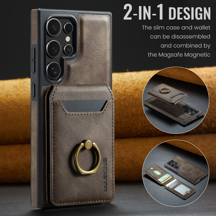 For Samsung Galaxy S24 Ultra 5G MAGKING K1 MagSafe Detachable Wallet RFID Back Cover Phone Case(Coffee) - Galaxy S24 Ultra 5G Cases by MAGKING | Online Shopping UK | buy2fix