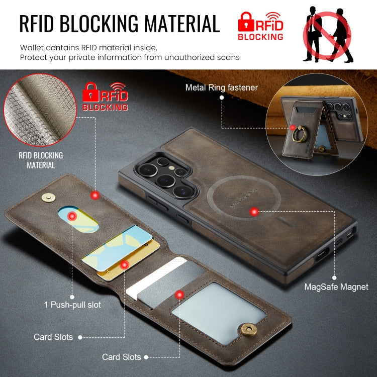 For Samsung Galaxy S24 Ultra 5G MAGKING K1 MagSafe Detachable Wallet RFID Back Cover Phone Case(Coffee) - Galaxy S24 Ultra 5G Cases by MAGKING | Online Shopping UK | buy2fix